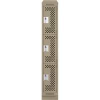 Clean Line Lockers, 3 -tier, 12" x 15" x 82", Steel, Beige, Rivet (Assembled), Perforated Brunswick Fyr & Safety