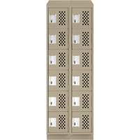 Assembled Lockerettes Clean Line Perforated Economy Lockers, 6 -tier, Bank of 2, 18" x 72" x 12", Steel Brunswick Fyr & Safety