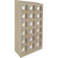 Assembled Lockerettes Clean Line Perforated Economy Lockers, 6 -tier, Bank of 3, 18" x 72" x 12", Steel Brunswick Fyr & Safety