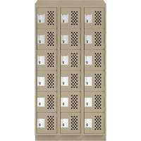 Assembled Lockerettes Clean Line Perforated Economy Lockers, 6 -tier, Bank of 3, 18" x 72" x 12", Steel Brunswick Fyr & Safety