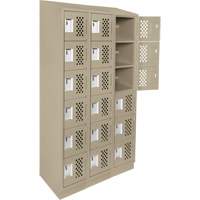 Assembled Lockerettes Clean Line Perforated Economy Lockers, 6 -tier, Bank of 3, 18" x 72" x 12", Steel Brunswick Fyr & Safety