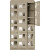 Assembled Lockerettes Clean Line Perforated Economy Lockers, 6 -tier, Bank of 3, 18" x 72" x 12", Steel Brunswick Fyr & Safety