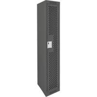 Clean Line Lockers, 12" x 15" x 72", Steel, Charcoal, Rivet (Assembled), Perforated Brunswick Fyr & Safety