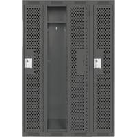 Clean Line Lockers, Bank of 4, 48" x 15" x 72", Steel, Charcoal, Rivet (Assembled), Perforated Brunswick Fyr & Safety