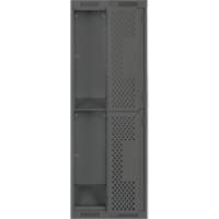 Clean Line Lockers, 2 -tier, Bank of 2, 24" x 15" x 72", Steel, Charcoal, Rivet (Assembled), Perforated Brunswick Fyr & Safety