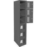 Assembled Lockerettes Clean Line Perforated Economy Lockers, 6 -tier, 18" x 72" x 12", Steel Brunswick Fyr & Safety