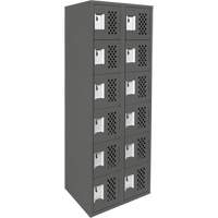 Assembled Lockerettes Clean Line Perforated Economy Lockers, 6 -tier, Bank of 2, 18" x 72" x 12", Steel Brunswick Fyr & Safety