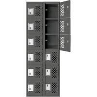 Assembled Lockerettes Clean Line Perforated Economy Lockers, 6 -tier, Bank of 2, 18" x 72" x 12", Steel Brunswick Fyr & Safety