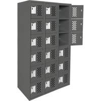 Assembled Lockerettes Clean Line Perforated Economy Lockers, 6 -tier, Bank of 3, 18" x 72" x 12", Steel Brunswick Fyr & Safety