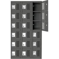 Assembled Lockerettes Clean Line Perforated Economy Lockers, 6 -tier, Bank of 3, 18" x 72" x 12", Steel Brunswick Fyr & Safety