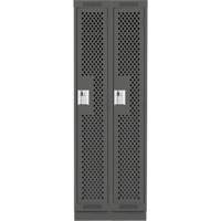 Clean Line Lockers, Bank of 2, 24" x 18" x 76", Steel, Charcoal, Rivet (Assembled), Perforated Brunswick Fyr & Safety