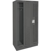 Clean Line Lockers, Bank of 3, 36" x 18" x 76", Steel, Charcoal, Rivet (Assembled), Perforated Brunswick Fyr & Safety