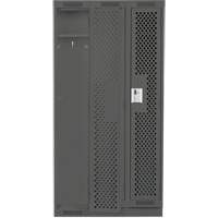 Clean Line Lockers, Bank of 3, 36" x 18" x 76", Steel, Charcoal, Rivet (Assembled), Perforated Brunswick Fyr & Safety
