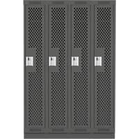 Clean Line Lockers, Bank of 4, 48" x 18" x 76", Steel, Charcoal, Rivet (Assembled), Perforated Brunswick Fyr & Safety