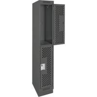 Casiers Clean Line, 2 niveaux, 12" x 18" x 76", Acier, Charbon, Rivet (assembl&eacute;), Perfor&eacute; Brunswick Fyr & Safety