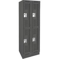 Casiers Clean Line, 2 niveaux, Bloc de 2, 24" x 18" x 76", Acier, Charbon, Rivet (assembl&eacute;), Perfor&eacute; Brunswick Fyr & Safety