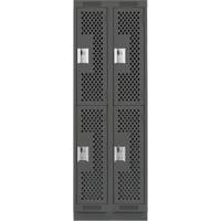 Casiers Clean Line, 2 niveaux, Bloc de 2, 24" x 18" x 76", Acier, Charbon, Rivet (assembl&eacute;), Perfor&eacute; Brunswick Fyr & Safety