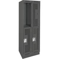 Casiers Clean Line, 2 niveaux, Bloc de 2, 24" x 18" x 76", Acier, Charbon, Rivet (assembl&eacute;), Perfor&eacute; Brunswick Fyr & Safety