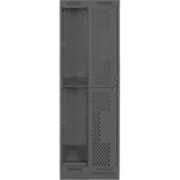 Casiers Clean Line, 2 niveaux, Bloc de 2, 24" x 18" x 76", Acier, Charbon, Rivet (assembl&eacute;), Perfor&eacute; Brunswick Fyr & Safety