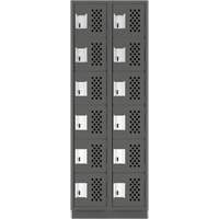 Assembled Lockerettes Clean Line Perforated Economy Lockers, 6 -tier, Bank of 2, 18" x 72" x 12", Steel Brunswick Fyr & Safety
