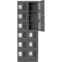 Assembled Lockerettes Clean Line Perforated Economy Lockers, 6 -tier, Bank of 2, 18" x 72" x 12", Steel Brunswick Fyr & Safety
