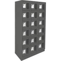 Assembled Lockerettes Clean Line Perforated Economy Lockers, 6 -tier, Bank of 3, 18" x 72" x 12", Steel Brunswick Fyr & Safety