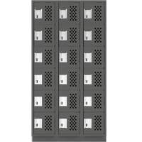 Assembled Lockerettes Clean Line Perforated Economy Lockers, 6 -tier, Bank of 3, 18" x 72" x 12", Steel Brunswick Fyr & Safety