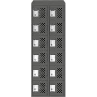 Clean-Line Perforated Lockerette, 6 -tier, Bank of 2, 15" x 72" x 12", Steel Brunswick Fyr & Safety