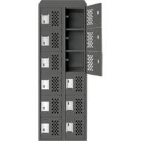 Clean-Line Perforated Lockerette, 6 -tier, Bank of 2, 15" x 72" x 12", Steel Brunswick Fyr & Safety