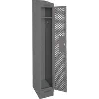 Clean Line Lockers, 12" x 18" x 82", Steel, Charcoal, Rivet (Assembled), Perforated Brunswick Fyr & Safety