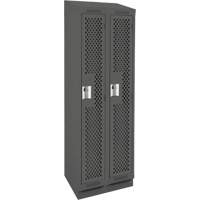 Clean Line Lockers, Bank of 2, 24" x 18" x 82", Steel, Charcoal, Rivet (Assembled), Perforated Brunswick Fyr & Safety