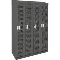 Clean Line Lockers, Bank of 4, 48" x 18" x 82", Steel, Charcoal, Rivet (Assembled), Perforated Brunswick Fyr & Safety