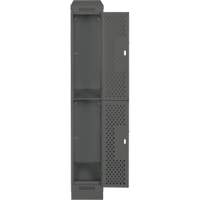 Clean Line Lockers, 2 -tier, 12" x 15" x 82", Steel, Charcoal, Rivet (Assembled), Perforated Brunswick Fyr & Safety