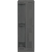 Clean Line Lockers, 2 -tier, Bank of 2, 24" x 15" x 82", Steel, Charcoal, Rivet (Assembled), Perforated Brunswick Fyr & Safety