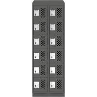 Assembled Lockerettes Clean Line Perforated Economy Lockers, 6 -tier, Bank of 2, 18" x 72" x 12", Steel Brunswick Fyr & Safety