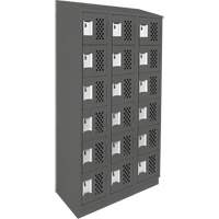 Assembled Lockerettes Clean Line Perforated Economy Lockers, 6 -tier, Bank of 3, 18" x 72" x 12", Steel Brunswick Fyr & Safety