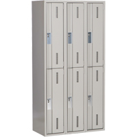 Concorde Heavy-Duty Lockers, 2 -tier, Bank of 3, 36" x 18" x 72", Steel, Grey, Welded (Assembled) Brunswick Fyr & Safety