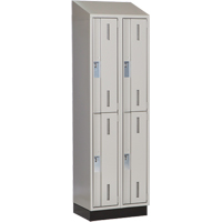 Concorde Heavy-Duty Lockers, 2 -tier, Bank of 2, 24" x 18" x 82", Steel, Grey, Welded (Assembled) Brunswick Fyr & Safety