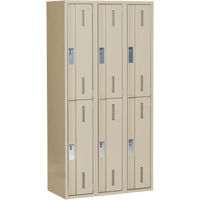 Concorde Heavy-Duty Lockers, 2 -tier, Bank of 3, 36" x 18" x 72", Steel, Beige, Welded (Assembled) Brunswick Fyr & Safety