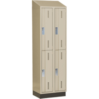 Concorde Heavy-Duty Lockers, 2 -tier, Bank of 2, 24" x 18" x 82", Steel, Beige, Welded (Assembled) Brunswick Fyr & Safety