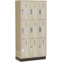 Casiers robustes Concorde, 3 niveaux, Bloc de 3, 36" x 18" x 76", Acier, Beige, Soud&eacute; (assembl&eacute;) Brunswick Fyr & Safety