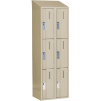 Concorde Heavy-Duty Lockers, 3 -tier, Bank of 2, 24" x 18" x 78", Steel, Beige, Welded (Assembled) Brunswick Fyr & Safety