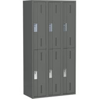 Concorde Heavy-Duty Lockers, 2 -tier, Bank of 3, 36" x 18" x 72", Steel, Charcoal, Welded (Assembled) Brunswick Fyr & Safety