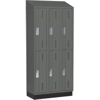 Concorde Heavy-Duty Lockers, 2 -tier, Bank of 3, 36" x 18" x 82", Steel, Charcoal, Welded (Assembled) Brunswick Fyr & Safety