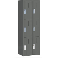 Concorde Heavy-Duty Lockers, 3 -tier, Bank of 2, 24" x 18" x 72", Steel, Charcoal, Welded (Assembled) Brunswick Fyr & Safety