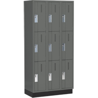 Concorde Heavy-Duty Lockers, 3 -tier, Bank of 3, 36" x 18" x 76", Steel, Charcoal, Welded (Assembled) Brunswick Fyr & Safety