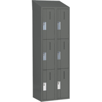 Concorde Heavy-Duty Lockers, 3 -tier, Bank of 2, 24" x 18" x 78", Steel, Charcoal, Welded (Assembled) Brunswick Fyr & Safety