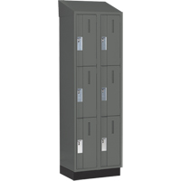 Concorde Heavy-Duty Lockers, 3 -tier, Bank of 2, 24" x 18" x 82", Steel, Charcoal, Welded (Assembled) Brunswick Fyr & Safety