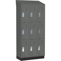 Concorde Heavy-Duty Lockers, 3 -tier, Bank of 3, 36" x 18" x 82", Steel, Charcoal, Welded (Assembled) Brunswick Fyr & Safety