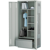 Deluxe Gear Locker, Steel, 36" W x 24" D x 72" H, Grey Brunswick Fyr & Safety